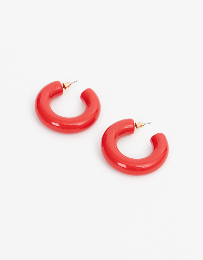 Aros Argollas Acrilico Argollas Resina Rojo - Rojo Medio