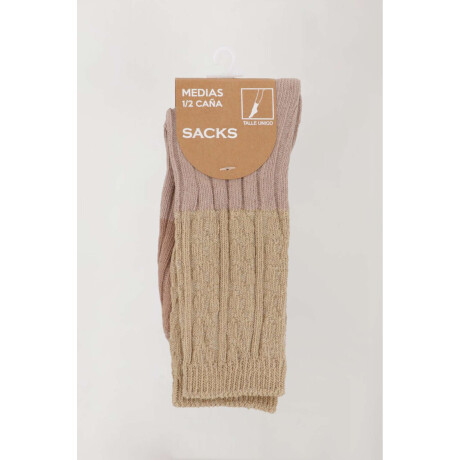 Medias en 3 franjas de color Beige