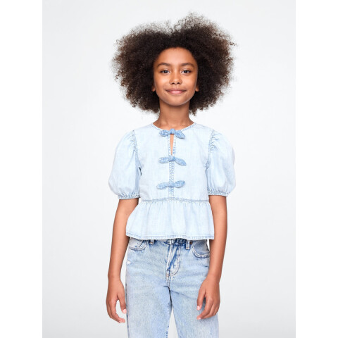 TOP - LT BOW DNM LIGHT WASH