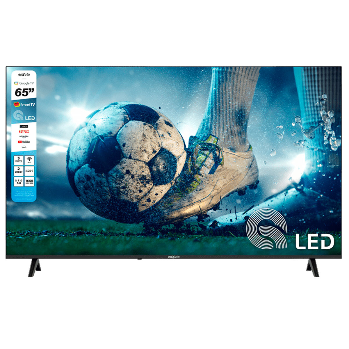 TV ENXUTA 65” LEDENX1265SDF4KW Smart QLED 4K 