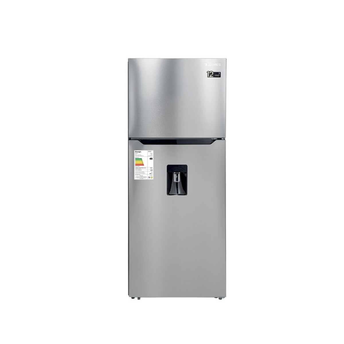 Heladera con Freezer - RJ 571 INV 411L Inverter No Frost con Dispensador - Inox - James 
