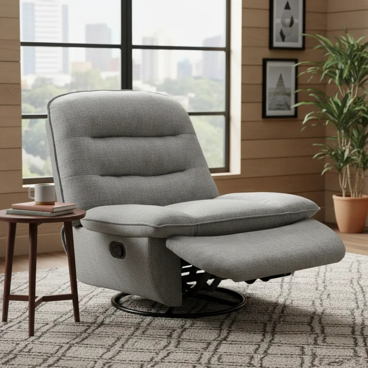 Sillón Recliner Giratorio mecedora - Atlas - Gris 