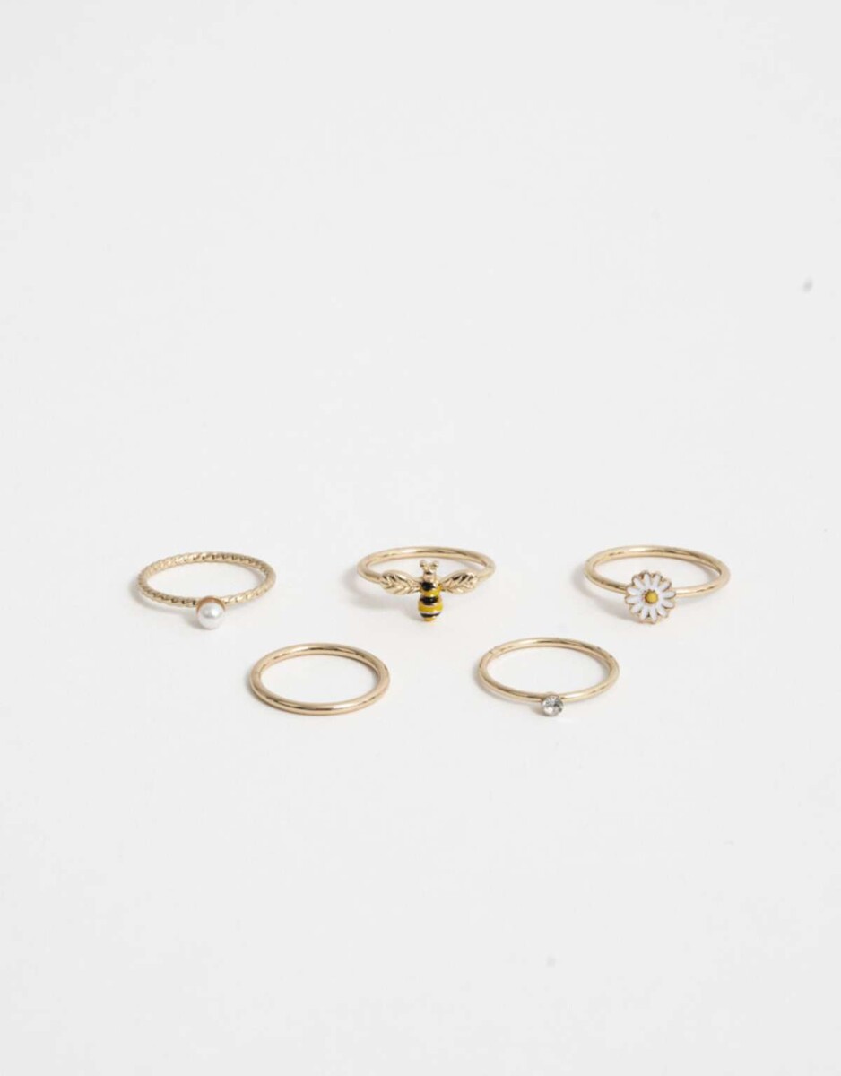 Sets Anillos Strass Crystal - Dorado 