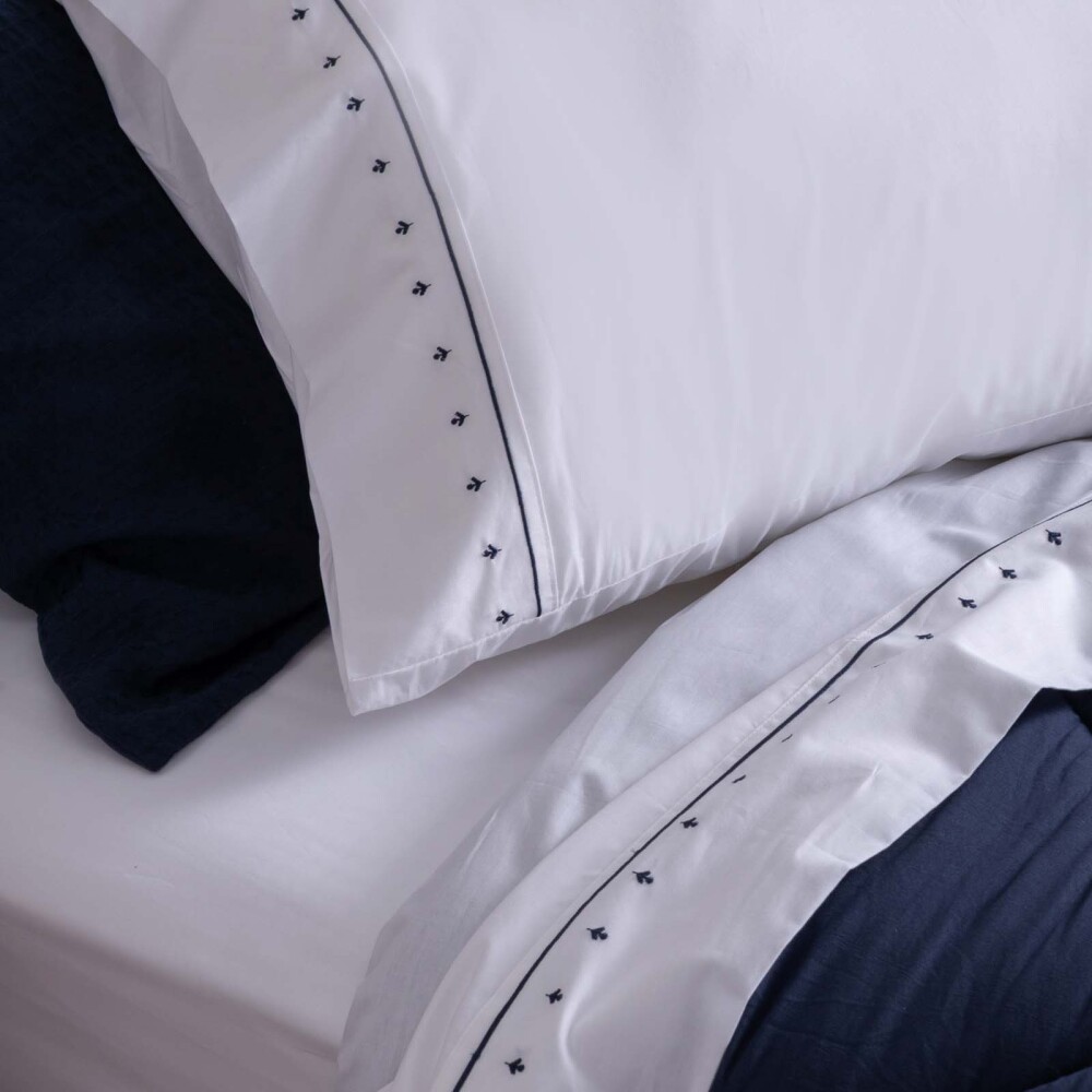 JUEGO DE SABANAS KING ALGODON BLANCO EMBRO 200H