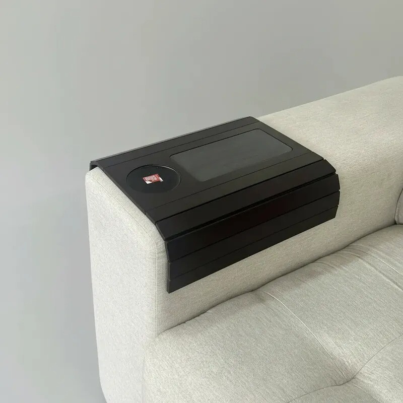 Bandeja Para Brazo Del Sofá Con Posavaso - Color Chocolate Bandeja Para Brazo Del Sofá Con Posavaso - Color Chocolate