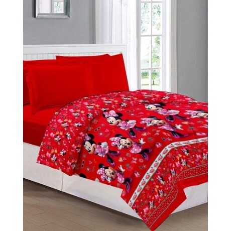 Acolchado reversible infantil 1 plaza en microfibra Minnie/Rojo