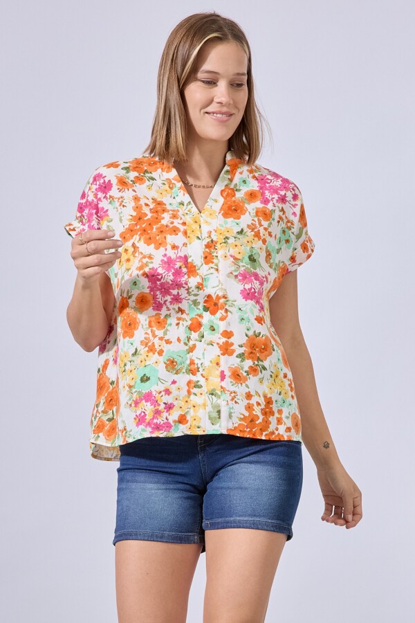 Blusa Flowers MULTI/ANARANJADO