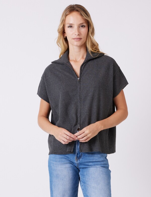 Cardigan Con Cierre GRIS OSCURO