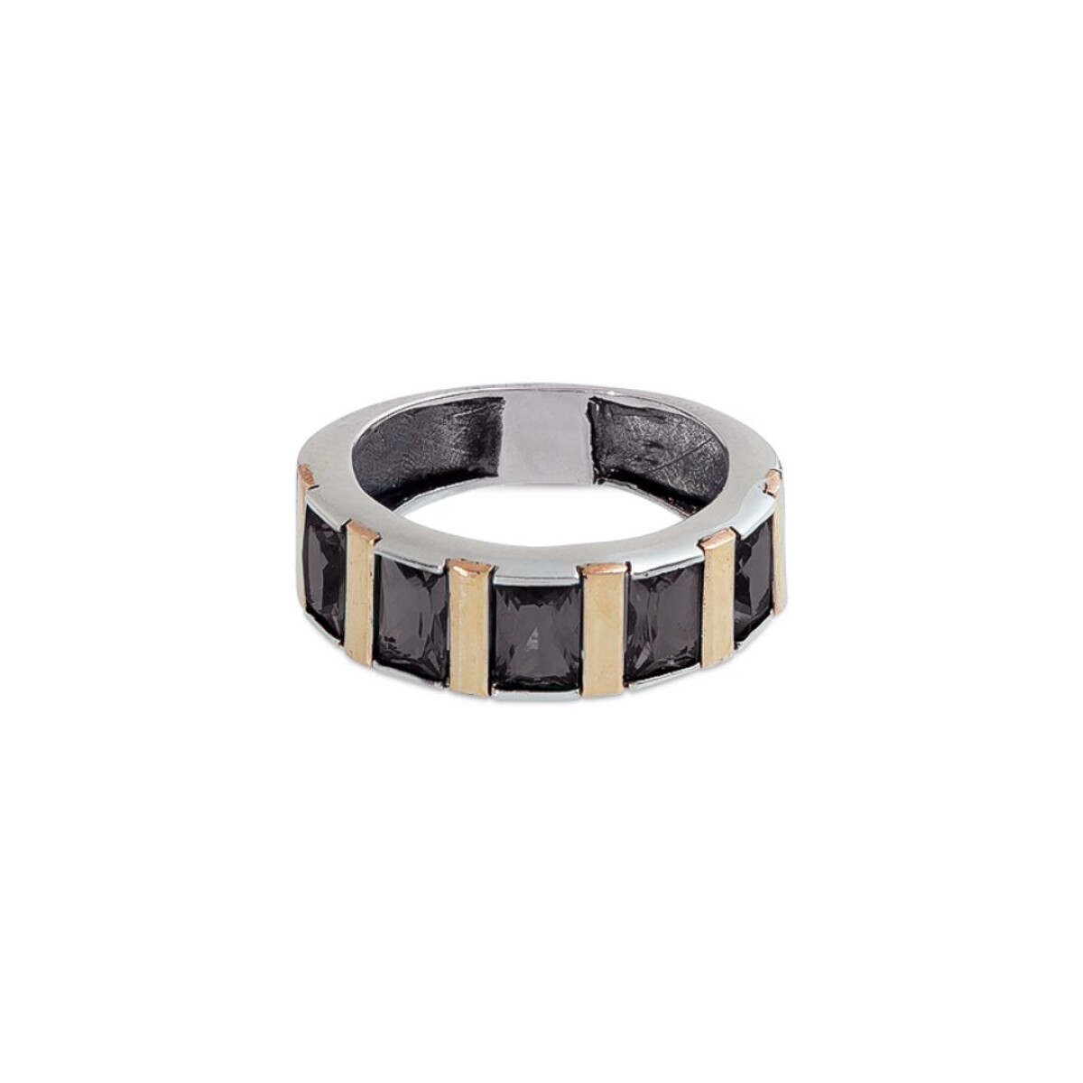 Anillo Jackie Black - Plata y Oro 