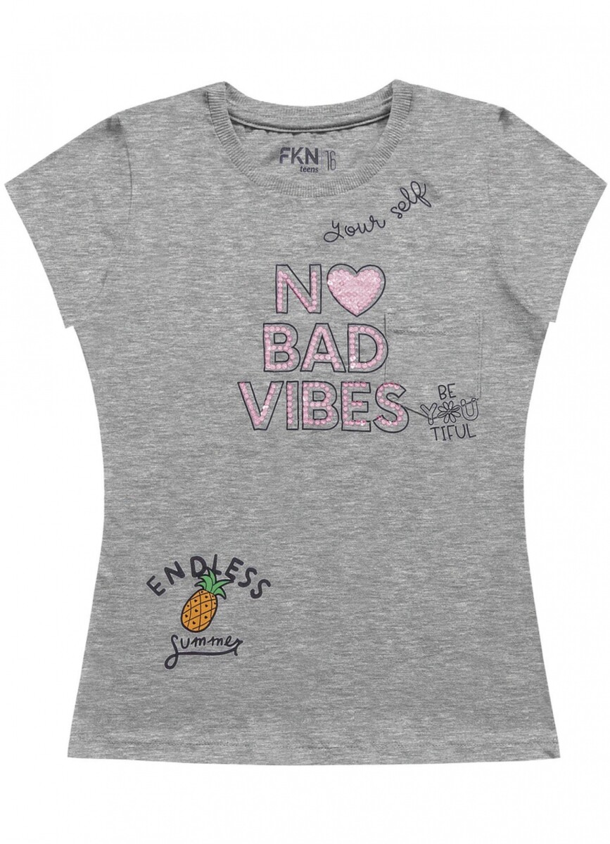 Remera en tejido de punto para niñas - GRIS 