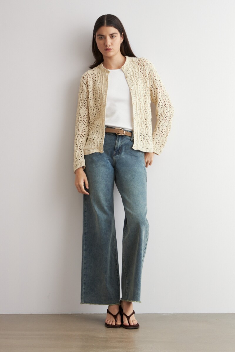 Cardigan cinta calado - beige 