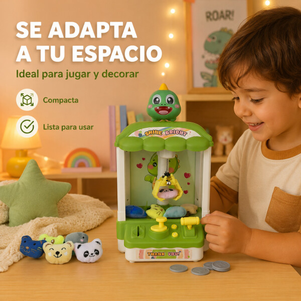 Máquina Infantil Grúa Agarra Juguetes Peluches Con Sonido Variante Color Verde