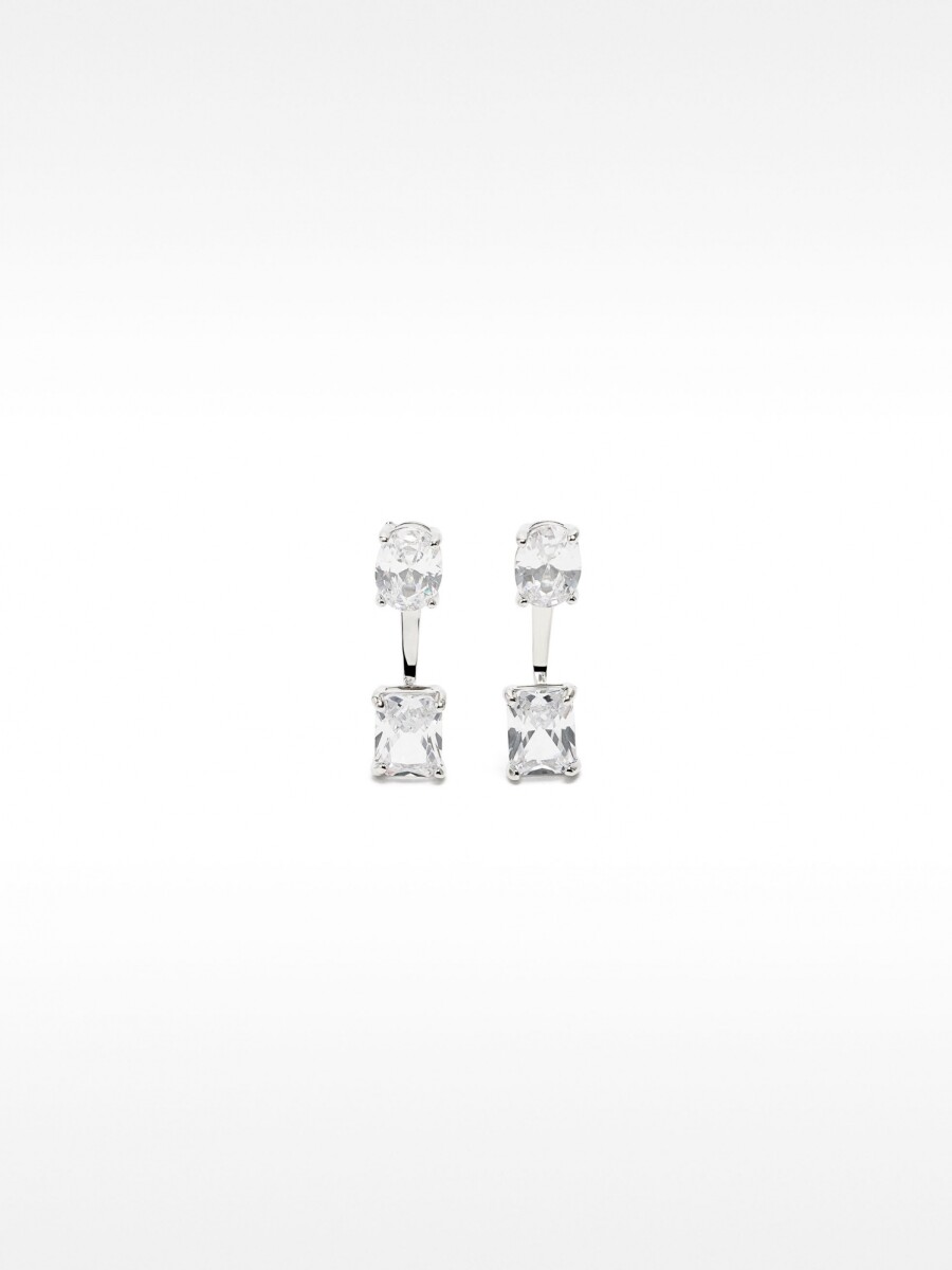 Pendientes Ear Jacket Con Circonitas plateado