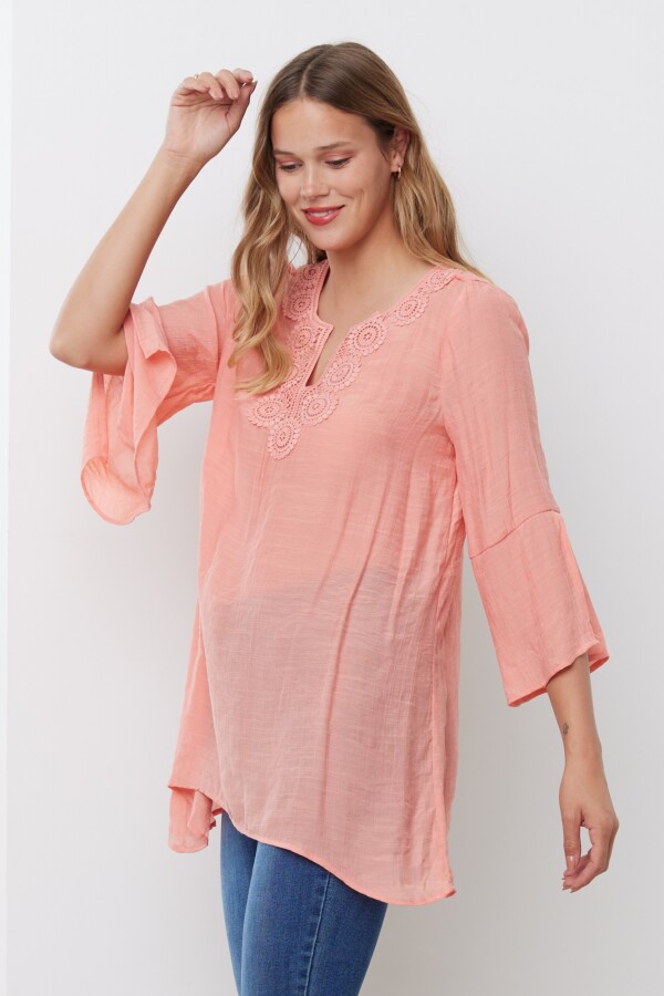 Blusa Aplique Crochet CORAL