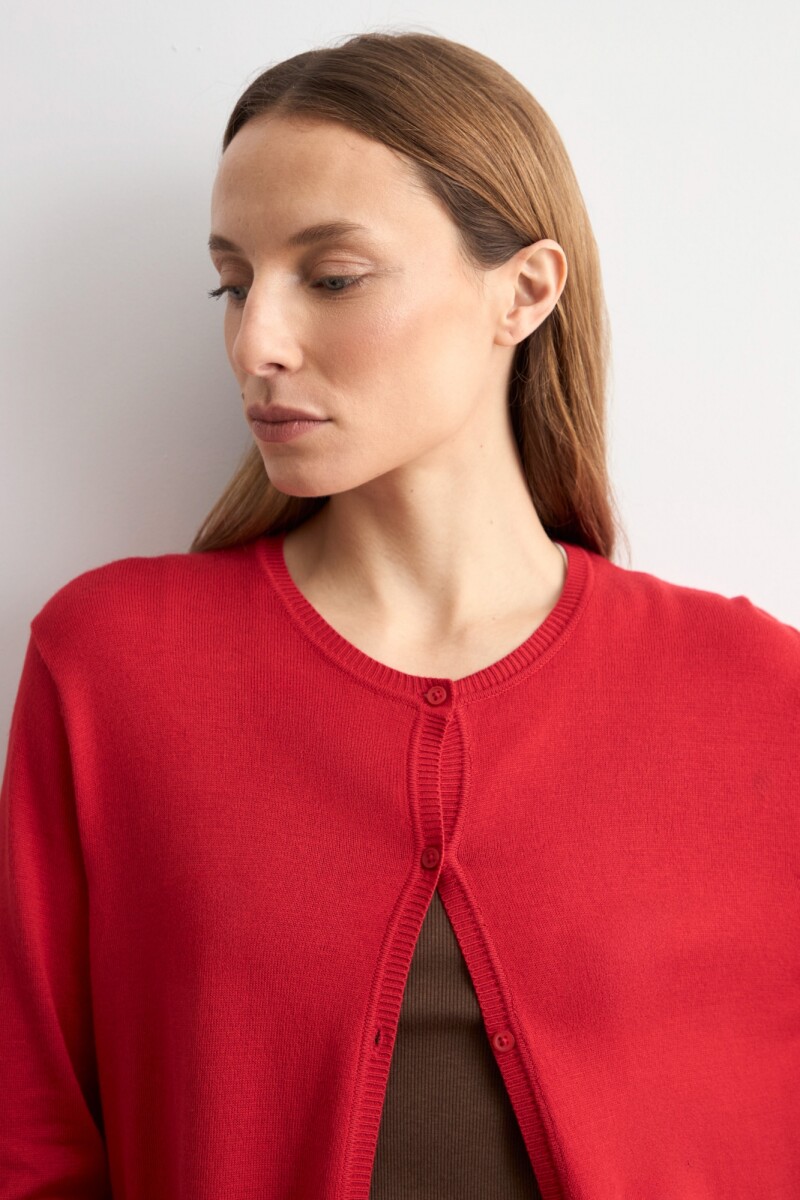 Cardigan básico rojo