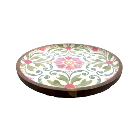 Plato de Madera de 23,5 cm Flores