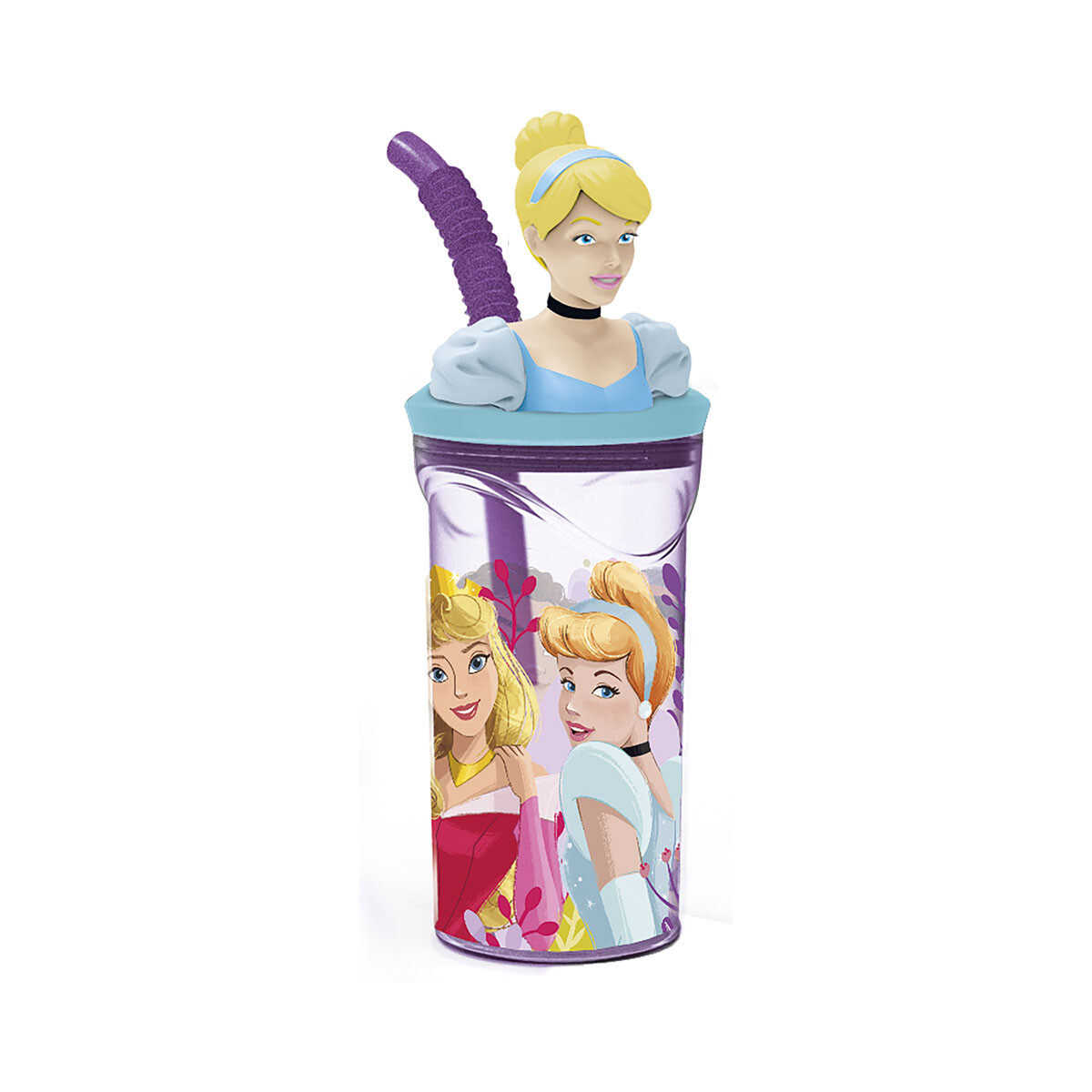 Vaso Alto con Forma 3D Princesas 18 cm 360ml - 3 PRINCESAS 