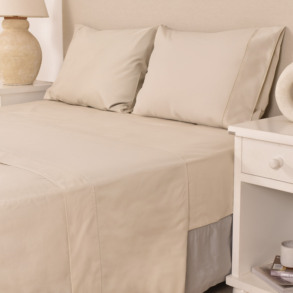 Juego de Sábana 200 hilos Basic Color Beige (Altura del Colchón: 30 cm) Twin