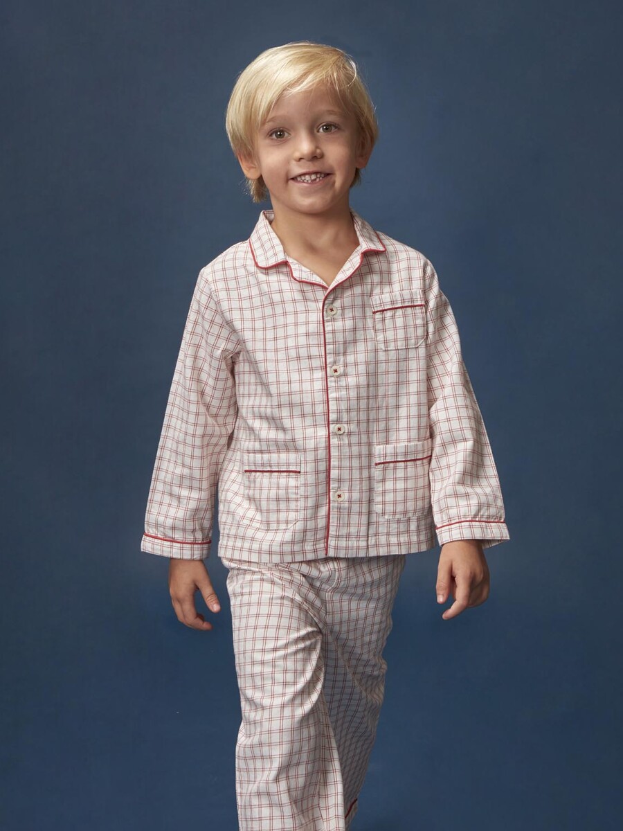 Pijama De Cuadros Blanco Roto