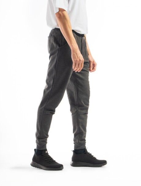 Pantalón Felpa con Puño Gris Oscuro Melange