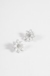 Caravanas flor perla plateado