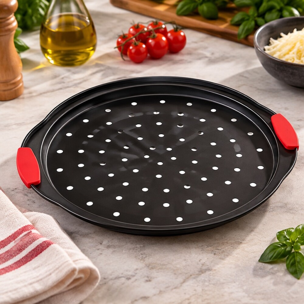 Pizzera PRISMA redonda asas silicona 38x34x1.2cms Pizzera PRISMA redonda asas silicona 38x34x1.2cms