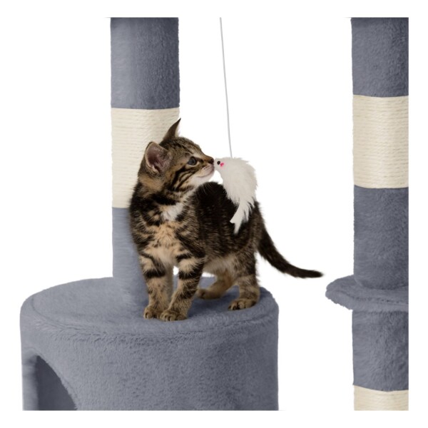Rascador Torre 5 Niveles En Felpa Y Sisal Para Gato Juego Variante Color Gris Claro