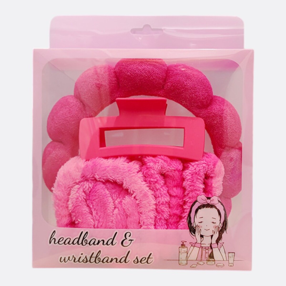 Set De Accesorios Para Cabello Y Cuidado Facial - Fucsia 