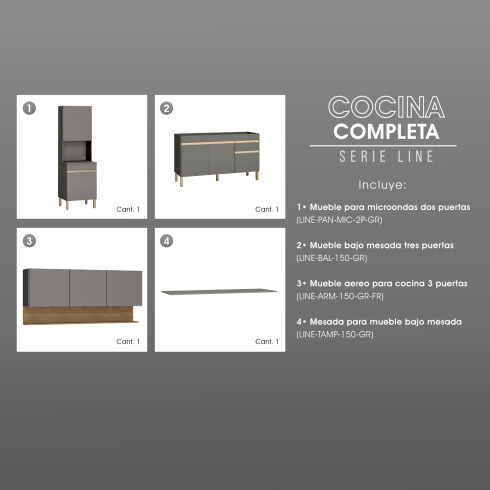JUEGO DE COCINA MODULAR, REQUIERE ENSAMBLADO, MOBILIARIO GAMAS DE GRIS