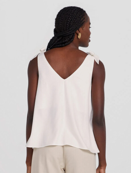 BLUSA FEMENINA SIN MANGAS CON LAZOS BEIGE