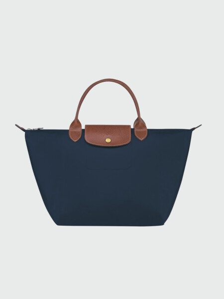 Longchamp -Cartera Longchamp plegable de nylon con cierre y asa corta, Le pliage M Azul