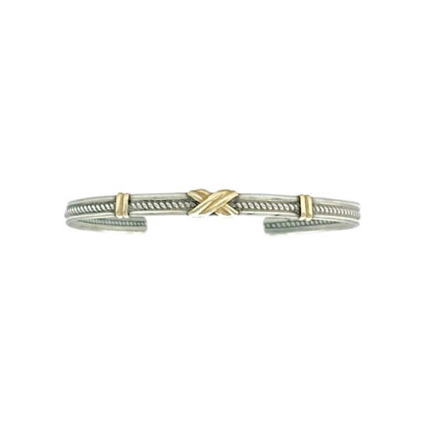 Brazalete Cruz-Plata y Oro-Sin piedra- BR5002 sinpiedra