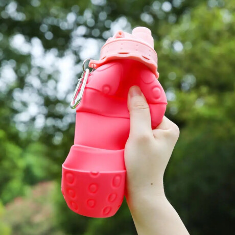 Botella plegable de silicona frutilla Rosado