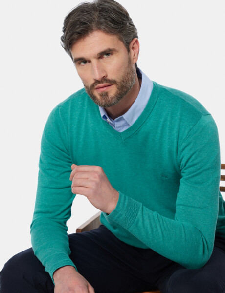 BUZO TEJIDO CUELLO V Verde