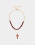 Collares Cortos Religioso Collar Corto Con Cruz - Dorado