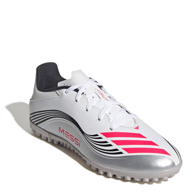 Championes de Fútbol 5 Unisex Adidas F50 Messi Club TF Blanco - Rojo - Negro - Plateado