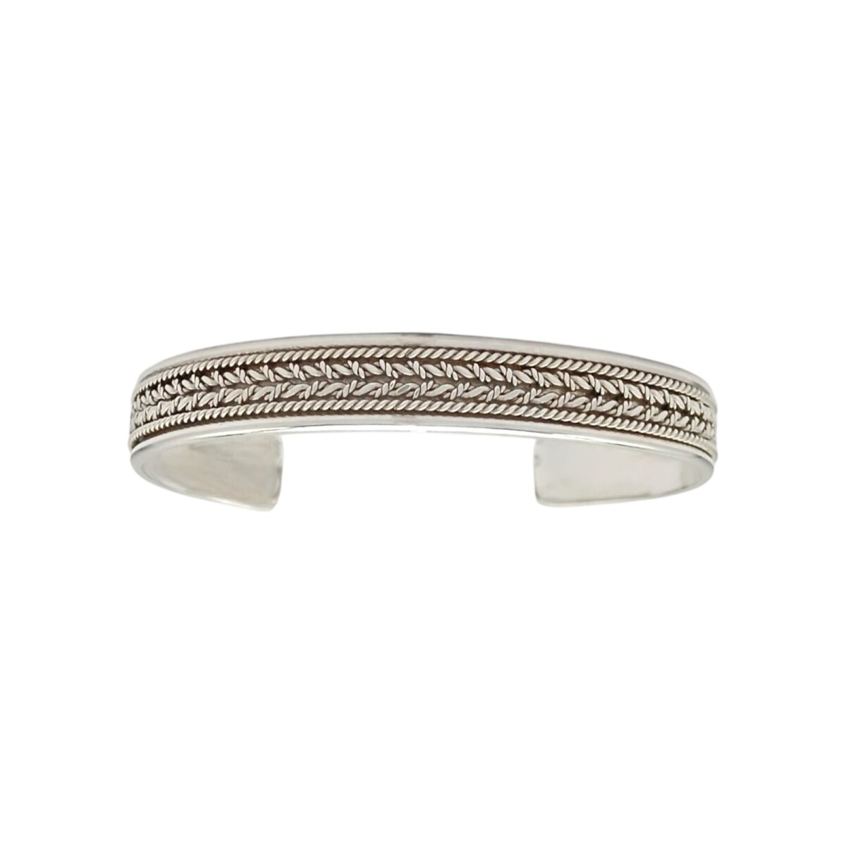 Brazalete trenzado con borde-Plata 925-Sin Piedra-BR3040 - sinpiedra 