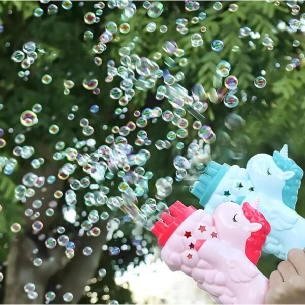 Pistola Burbujero Infantil Niños Automatico Unicornio Variante Color Celeste