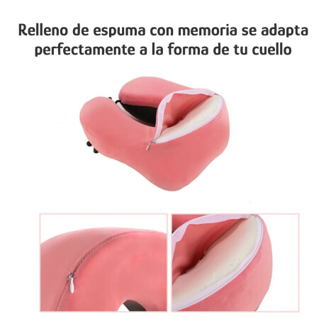 Almohadón De Viaje Viscoelástico Cervical C/Memoria Afelpado Rosa