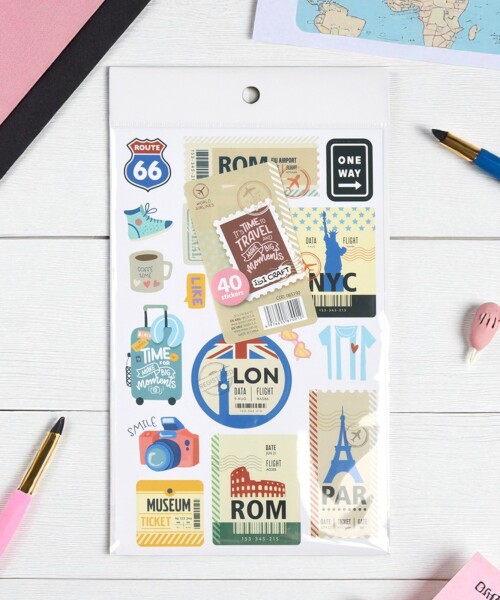 Set de 2 hojas c/40 stickers autoadh. Ibi craft - serie travel Set de 2 hojas c/40 stickers autoadh. Ibi craft - serie travel