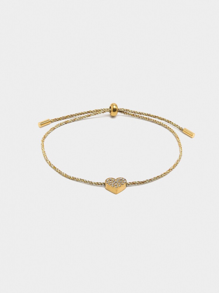 Pulsera Ajustable Con Corazón dorado