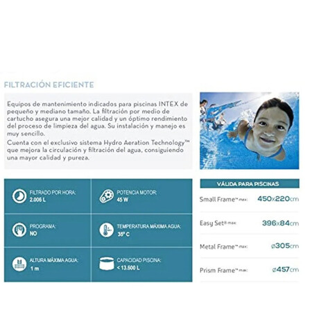 Bomba De Filtro Para Piscinas Intex Tipo A 2006 L/h 28604