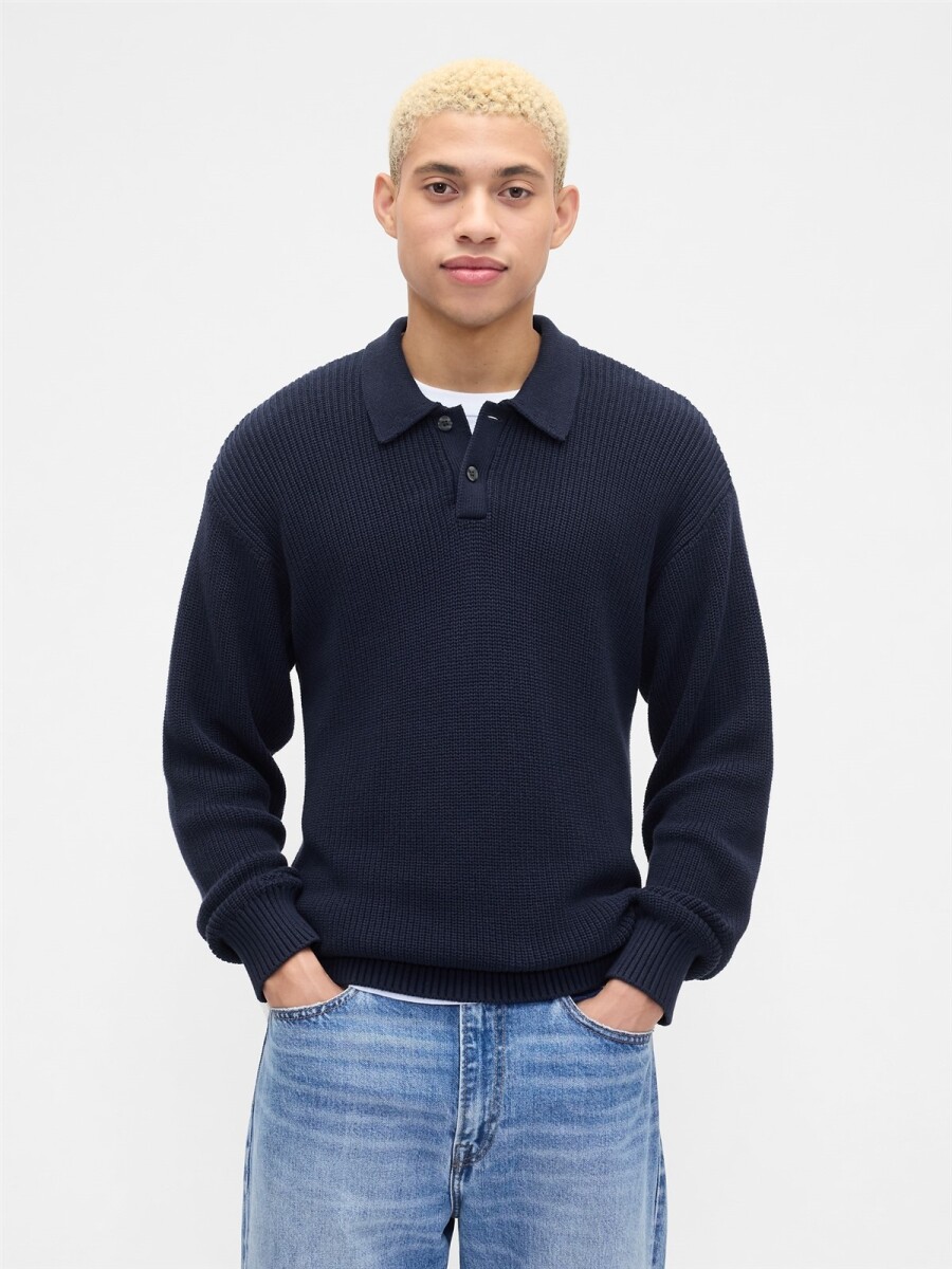 Buzo Tipo Polo Rib Hombre - Tapestry Navy 