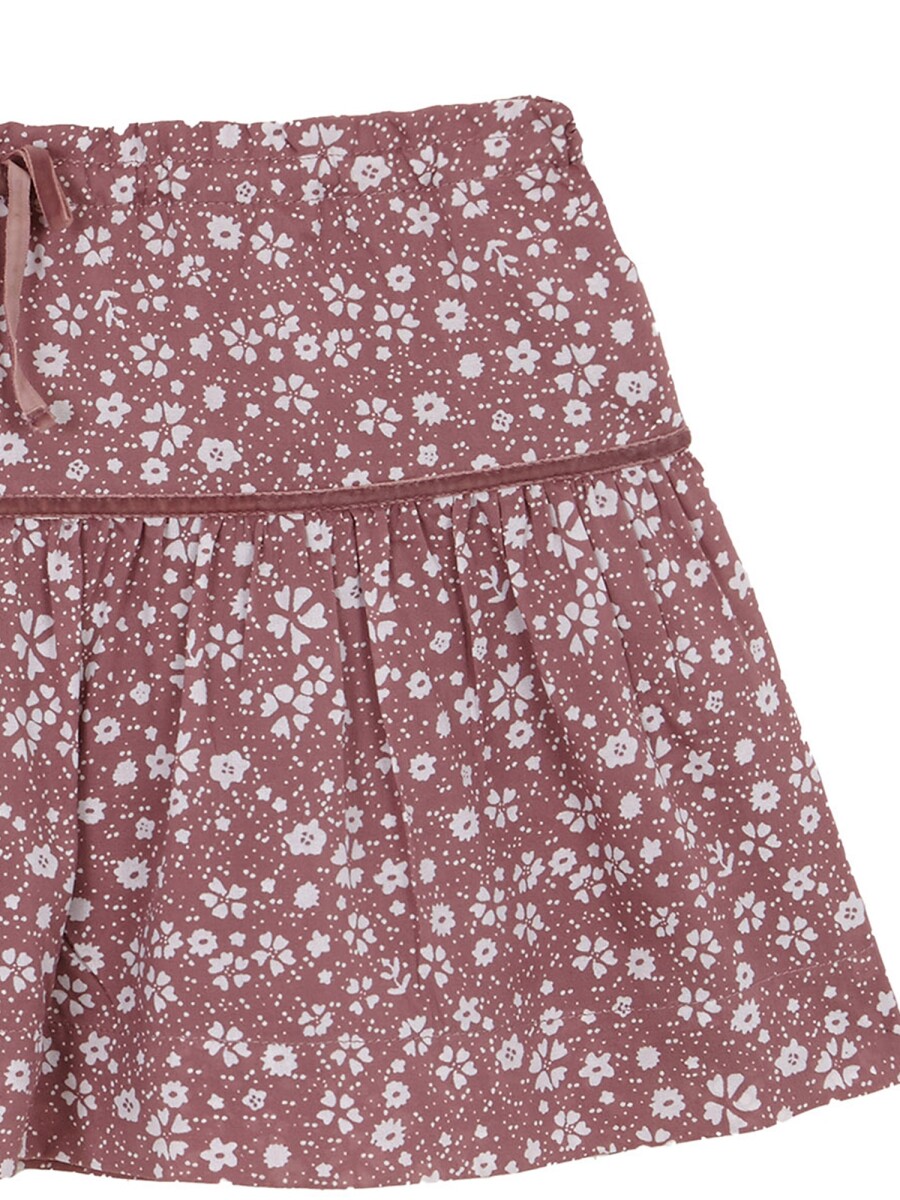 Falda Estampada Con Volante Purpura