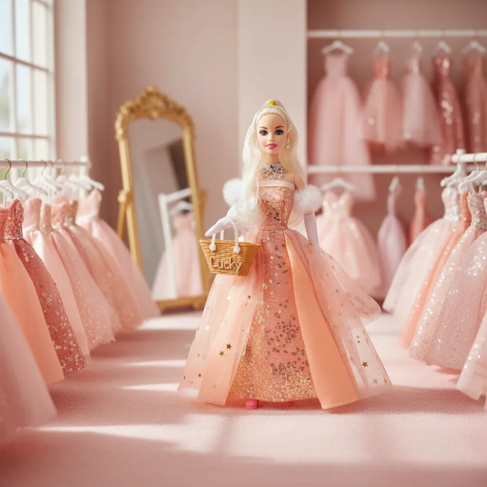 Muñeca Con Vestido De Fiesta Y Accesorios NARANJA SALMON