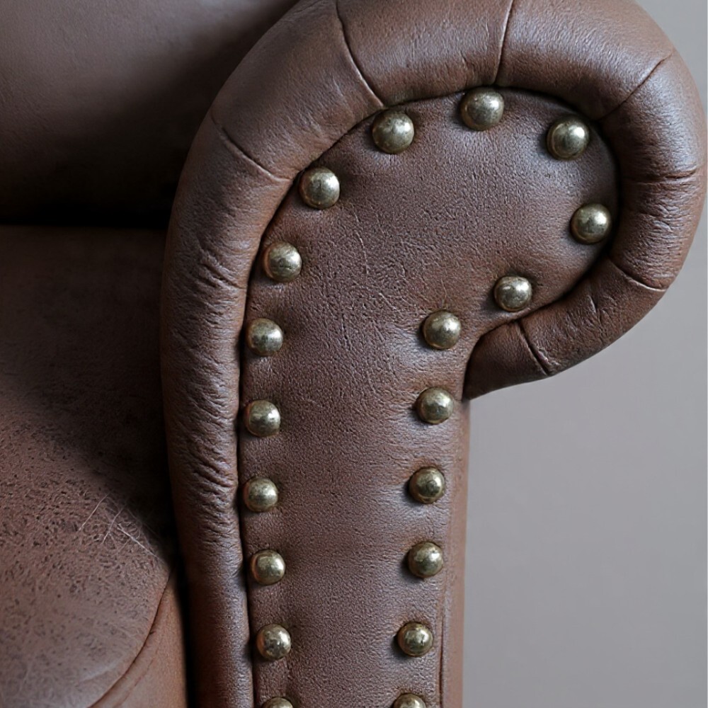 SOFÁ SILLÓN 1 CUERPO NUBUCK - CON TACHAS CHOCOLATE