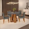 Juego Comedor Redondo 4 Sillas Celeste Vidrio Gris Juego Comedor Redondo 4 Sillas Celeste Vidrio Gris