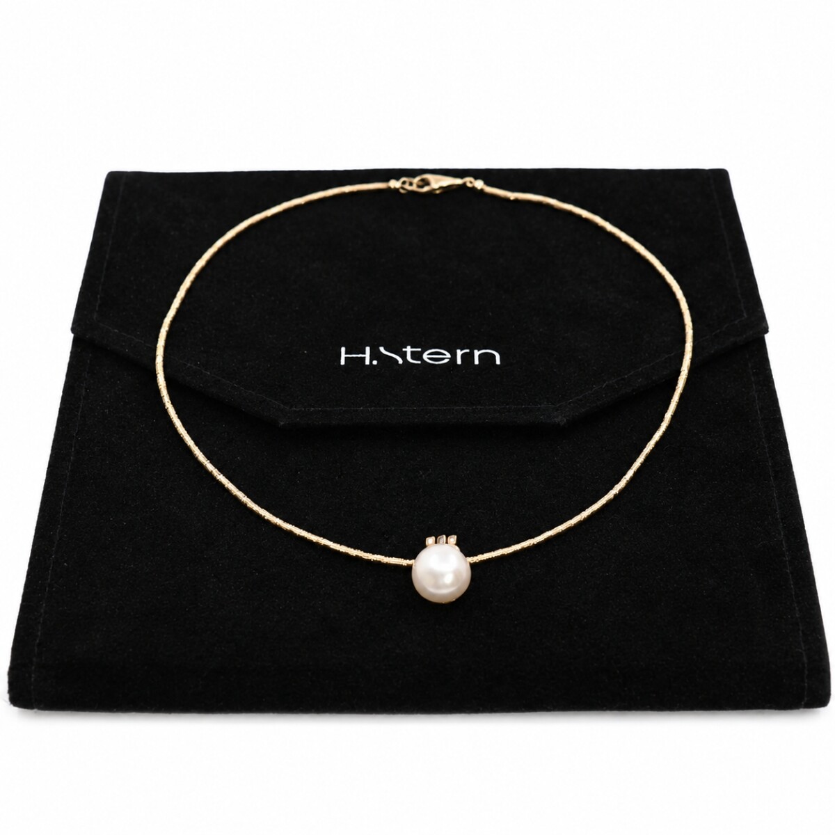 Gargantilla H.Stern oro noble 18k, perla y brillantes con estuche. 