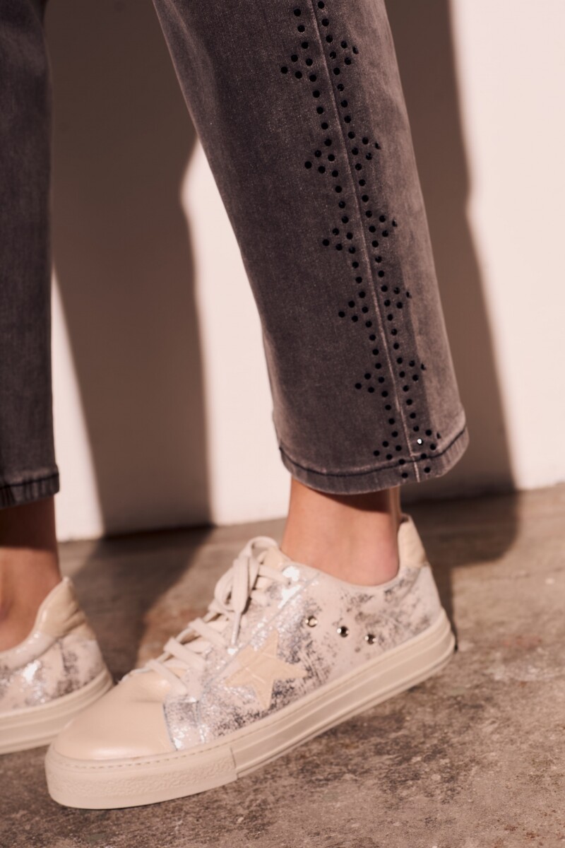 Jean Apliques Denim Gris