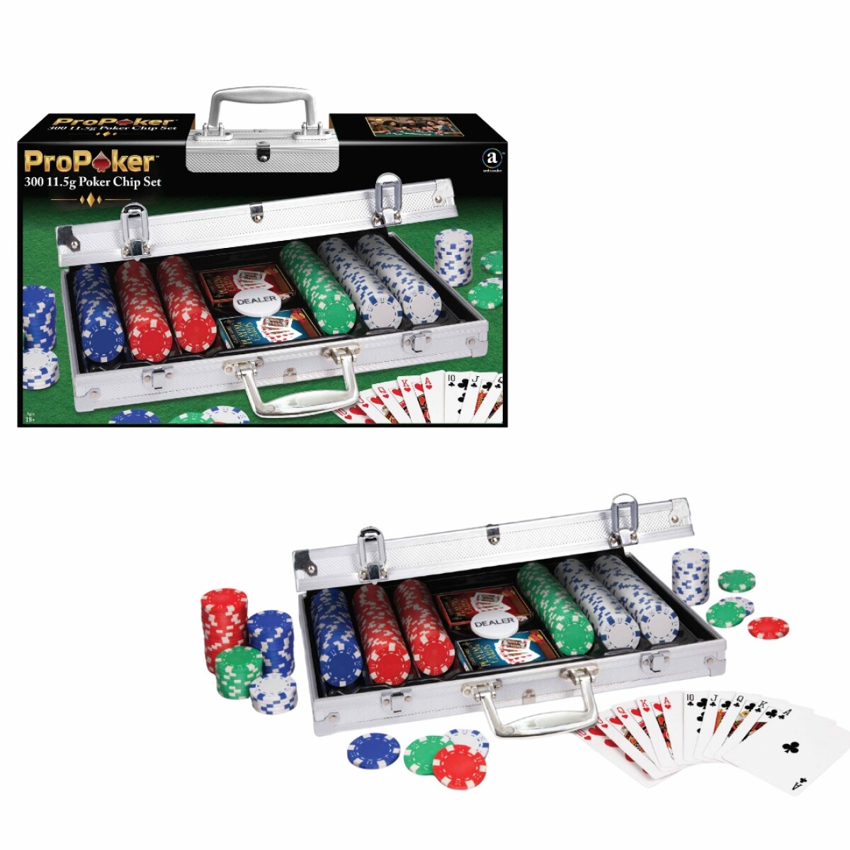 MALETÍN 300 FICHAS POKER 51499 CON ACCESORIOS - NEGRO 